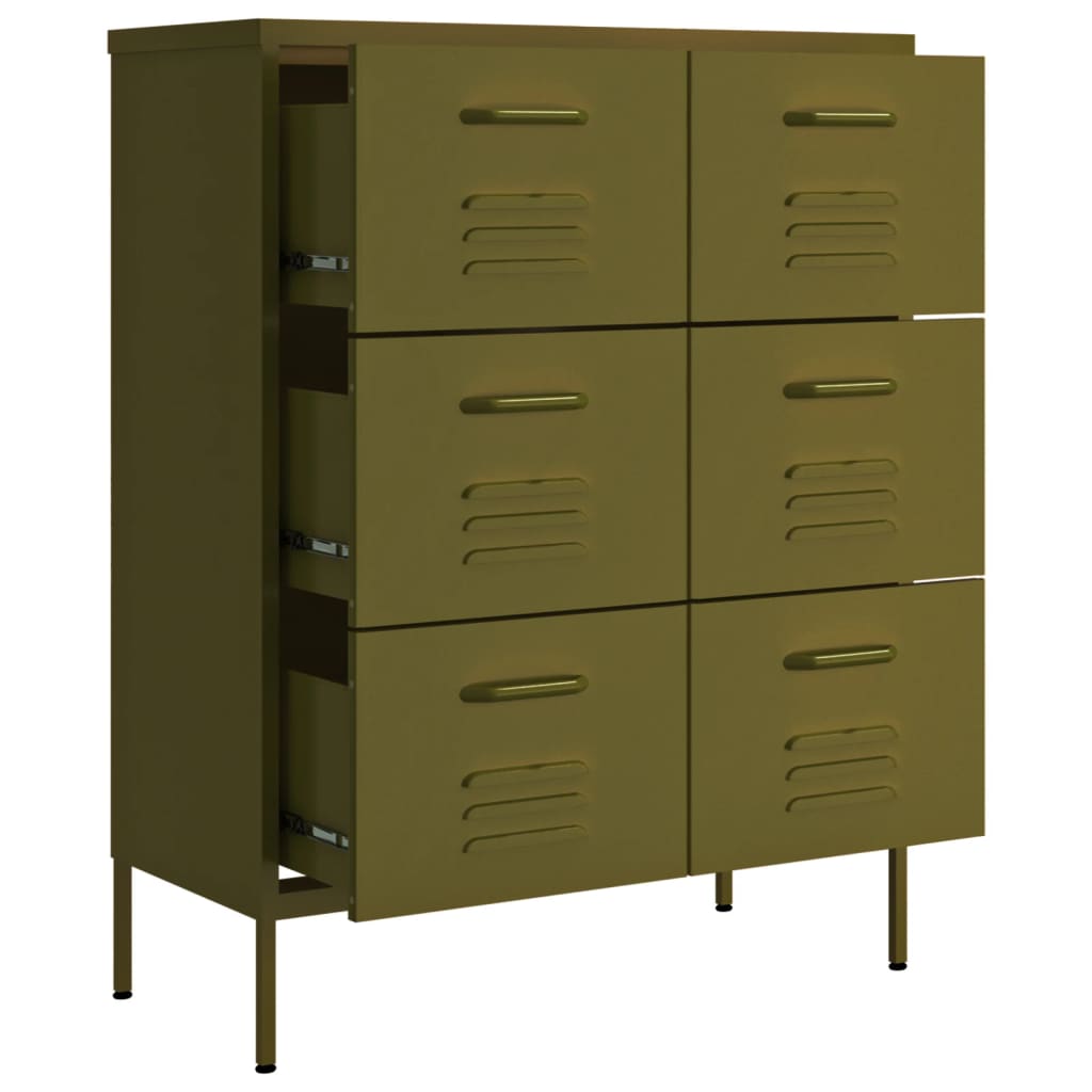 Ladekast 80x35x101,5 cm staal olijfgroen is nu te koop bij PeponiXL, paradijselijk wonen!