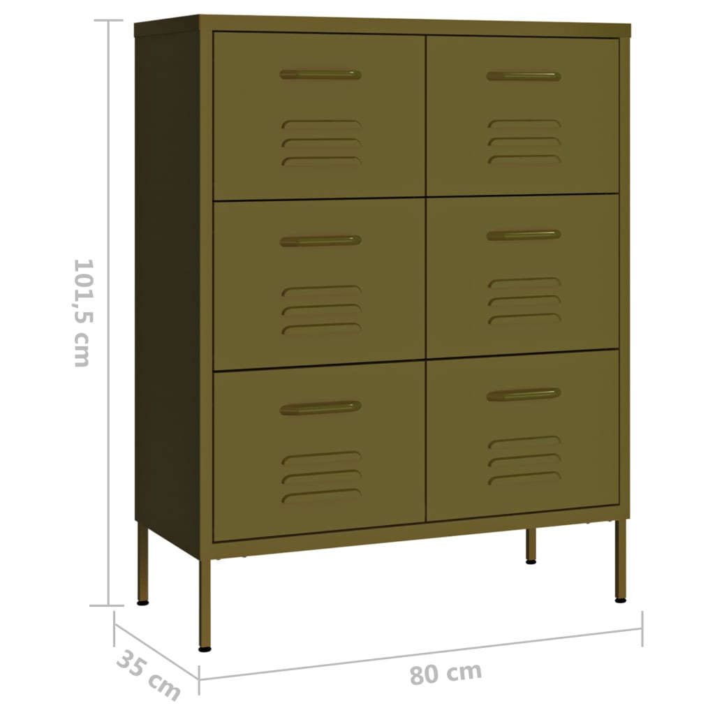 Ladekast 80x35x101,5 cm staal olijfgroen is nu te koop bij PeponiXL, paradijselijk wonen!
