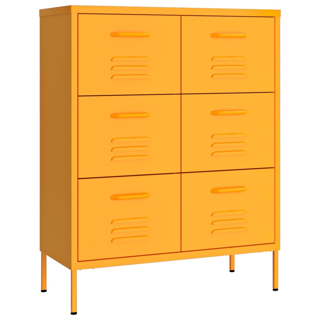 Ladekast 80x35x101,5 cm staal mosterdgeel is nu te koop bij PeponiXL, paradijselijk wonen!