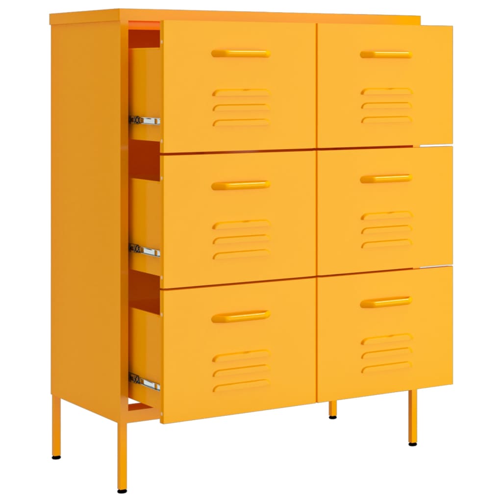 Ladekast 80x35x101,5 cm staal mosterdgeel is nu te koop bij PeponiXL, paradijselijk wonen!