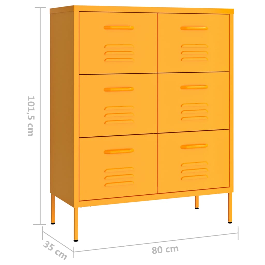 Ladekast 80x35x101,5 cm staal mosterdgeel is nu te koop bij PeponiXL, paradijselijk wonen!