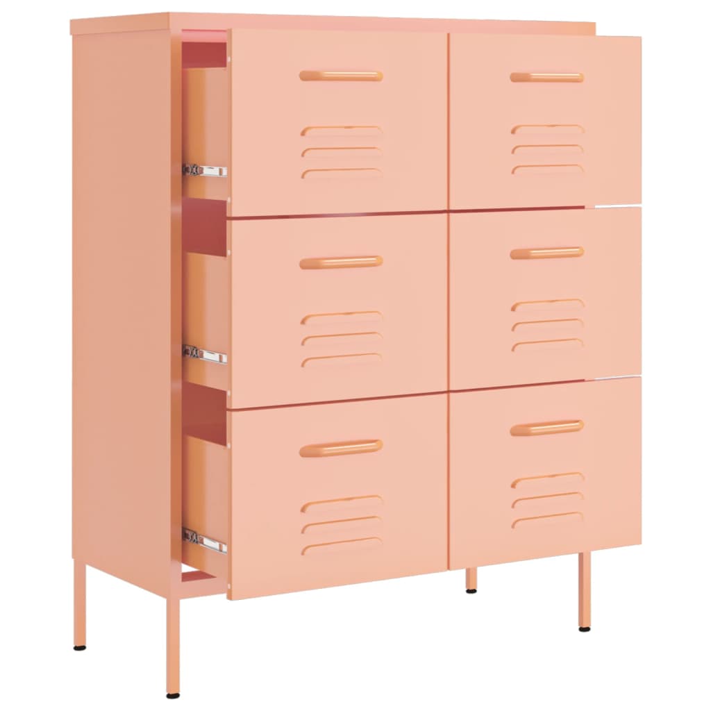 Ladekast 80x35x101,5 cm staal roze is nu te koop bij PeponiXL, paradijselijk wonen!