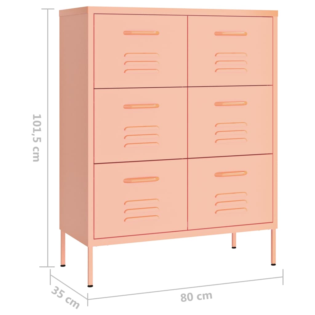 Ladekast 80x35x101,5 cm staal roze is nu te koop bij PeponiXL, paradijselijk wonen!