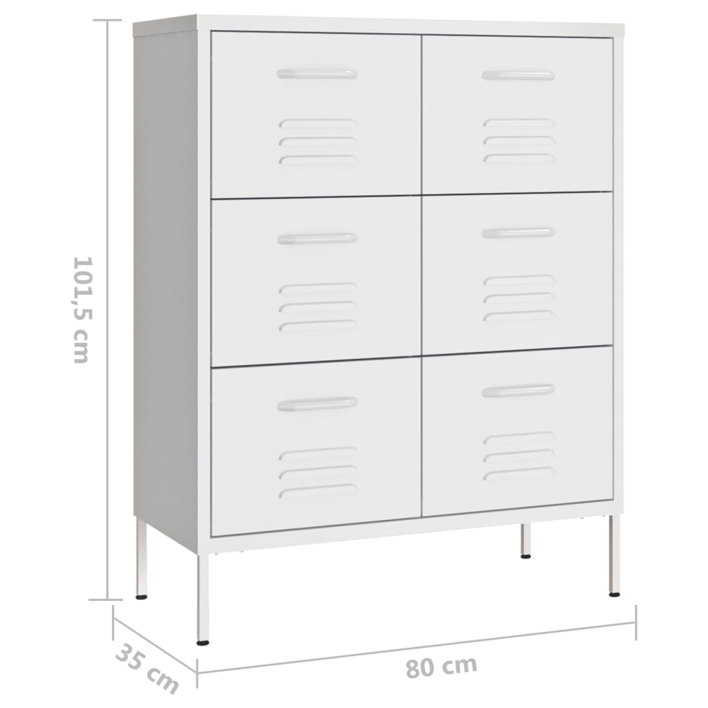 Ladekast 80x35x101,5 cm staal wit is nu te koop bij PeponiXL, paradijselijk wonen!