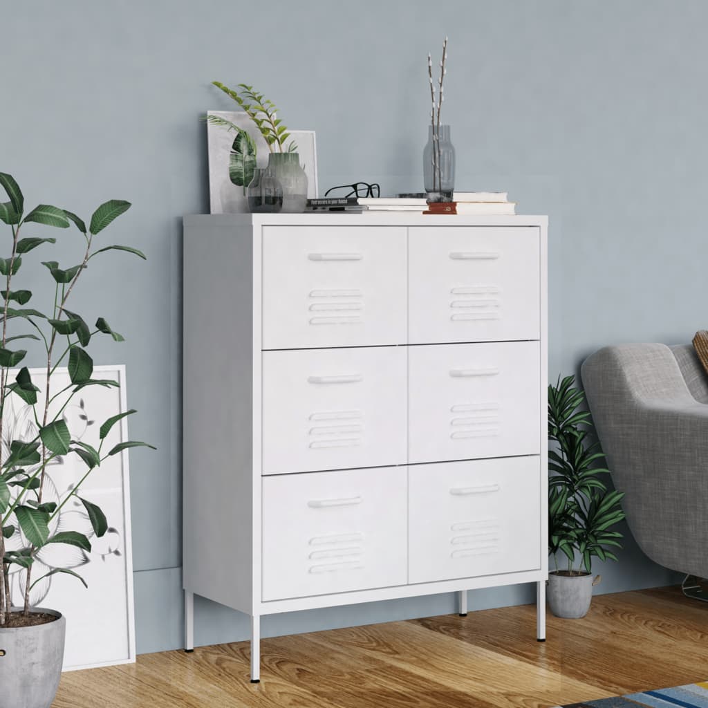 Ladekast 80x35x101,5 cm staal wit is nu te koop bij PeponiXL, paradijselijk wonen!