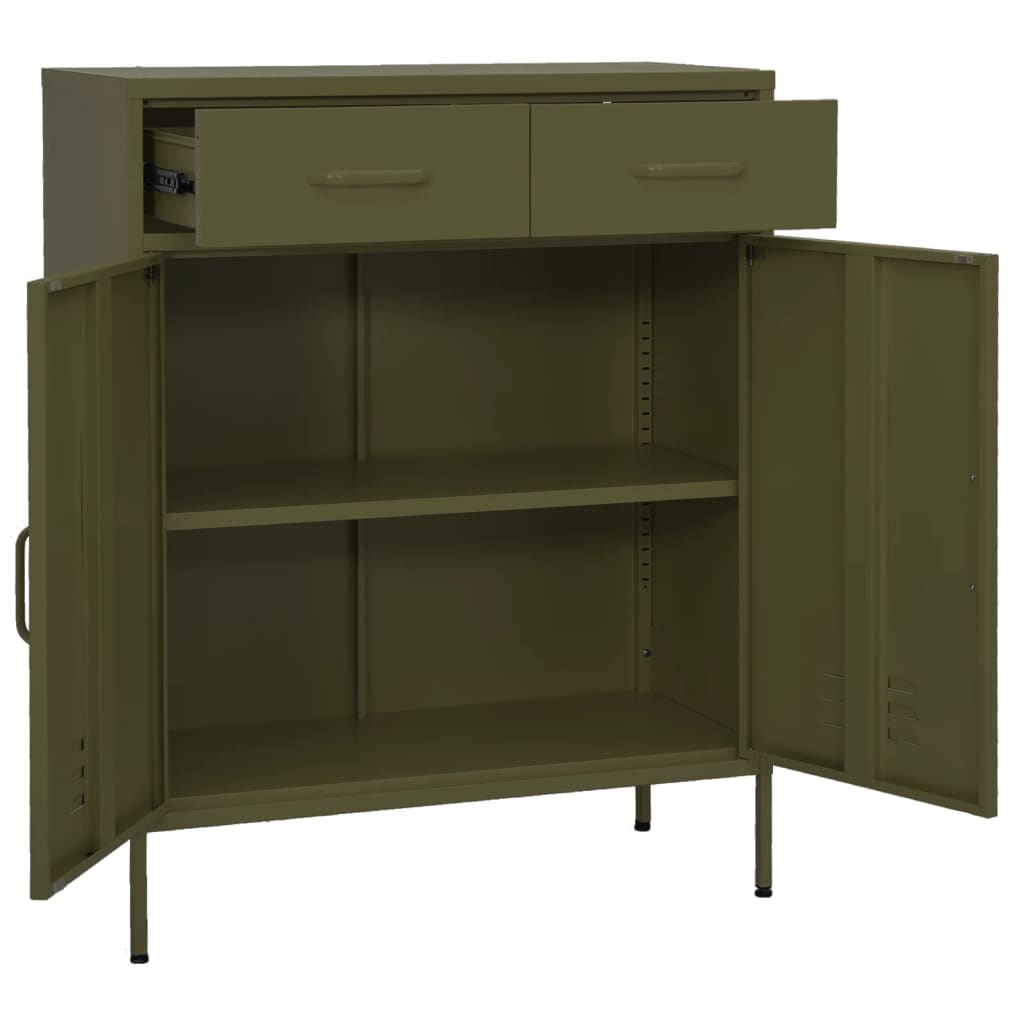 Opbergkast 80x35x101,5 cm staal olijfgroen is nu te koop bij PeponiXL, paradijselijk wonen!