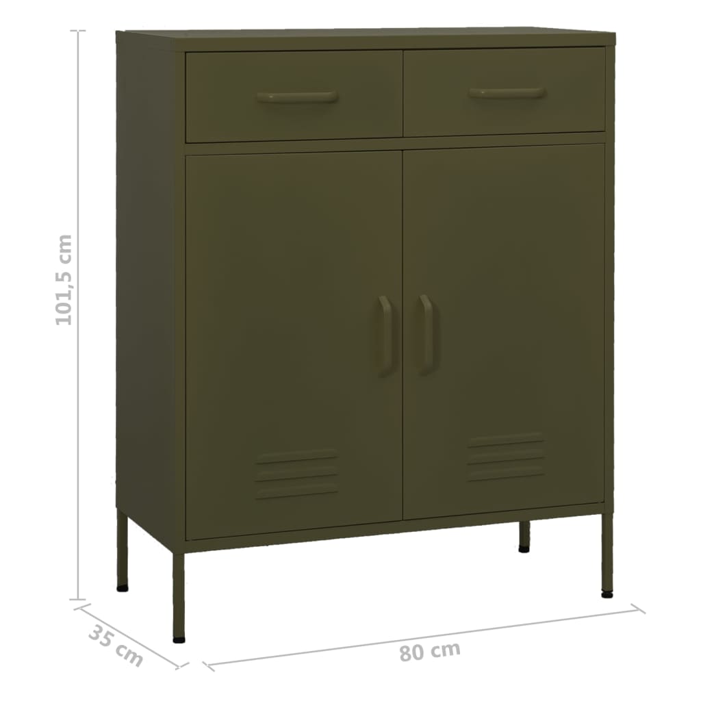 Opbergkast 80x35x101,5 cm staal olijfgroen is nu te koop bij PeponiXL, paradijselijk wonen!