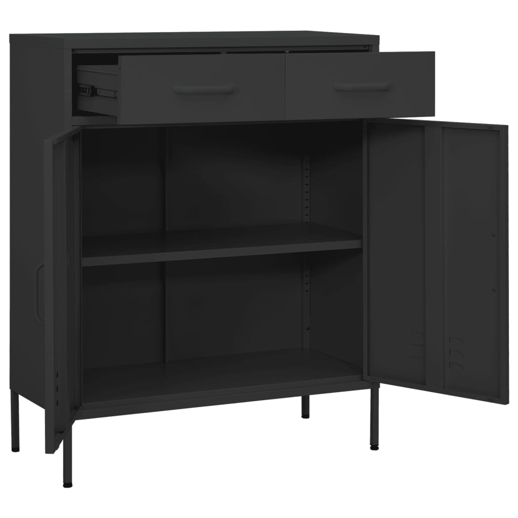Opbergkast 80x35x101,5 cm staal antracietkleurig is nu te koop bij PeponiXL, paradijselijk wonen!