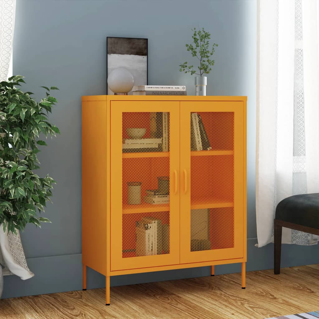 Opbergkast mosterdgeel 80x35x101,5 cm staal is nu te koop bij PeponiXL, paradijselijk wonen!