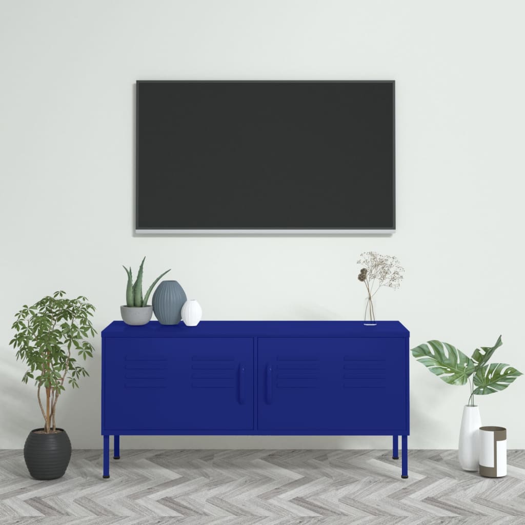 Tv-meubel 105x35x50 cm staal marineblauw is nu te koop bij PeponiXL, paradijselijk wonen!