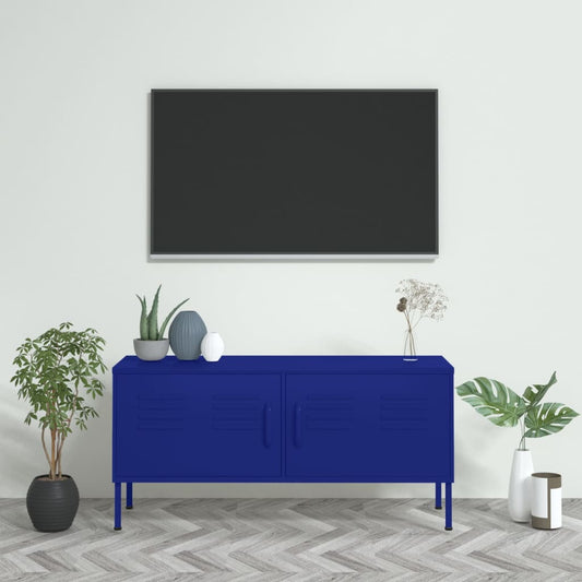 Tv-meubel 105x35x50 cm staal marineblauw is nu te koop bij PeponiXL, paradijselijk wonen!
