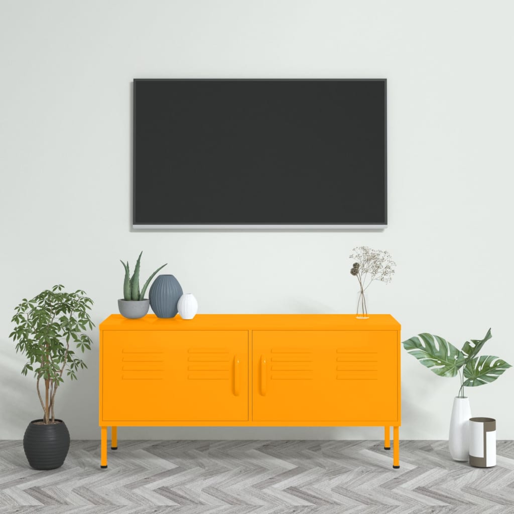 Tv-meubel 105x35x50 cm staal mosterdgeel is nu te koop bij PeponiXL, paradijselijk wonen!