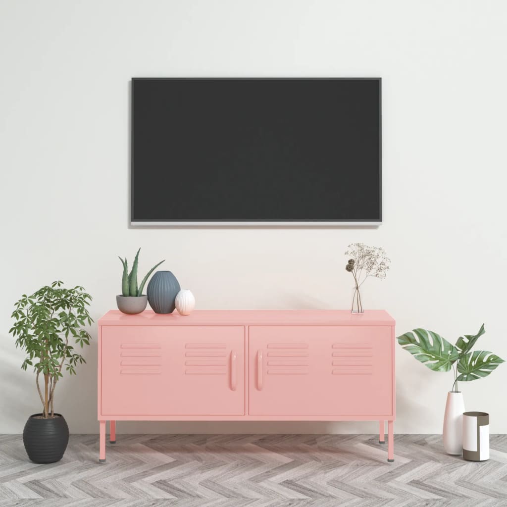 Tv-meubel 105x35x50 cm staal roze is nu te koop bij PeponiXL, paradijselijk wonen!
