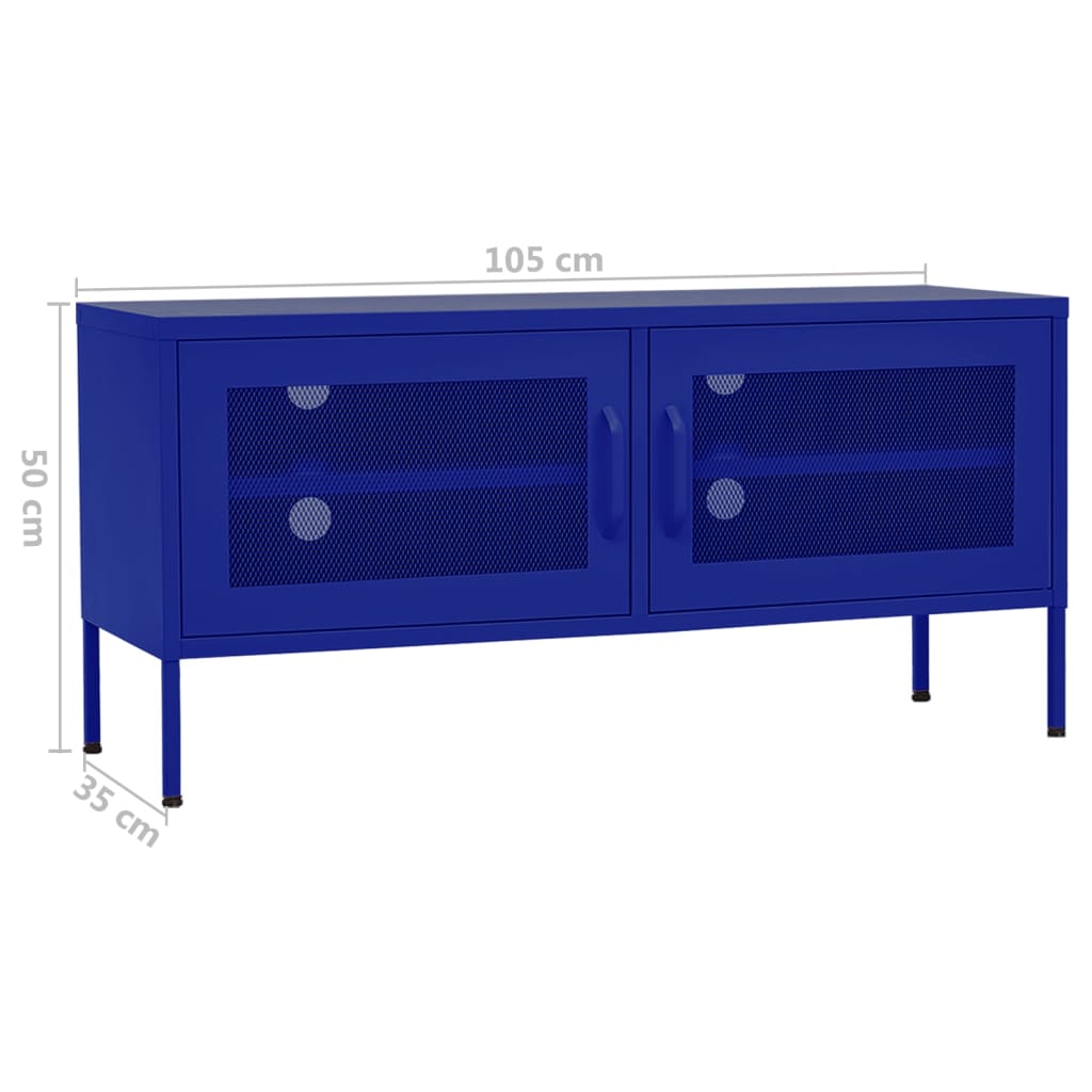 Tv-meubel 105x35x50 cm staal marineblauw is nu te koop bij PeponiXL, paradijselijk wonen!
