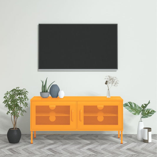 Tv-meubel 105x35x50 cm staal mosterdgeel is nu te koop bij PeponiXL, paradijselijk wonen!
