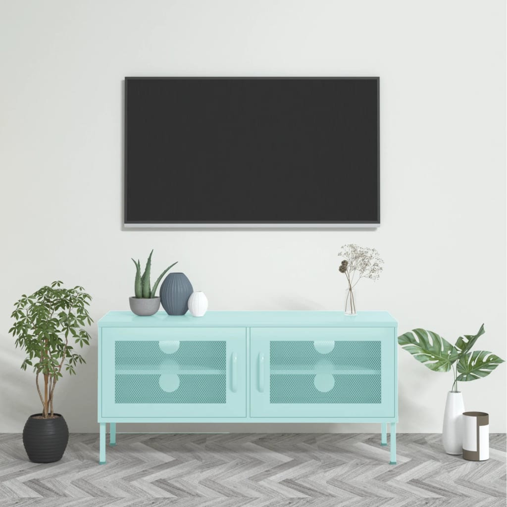 Tv-meubel 105x35x50 cm staal mintkleurig is nu te koop bij PeponiXL, paradijselijk wonen!