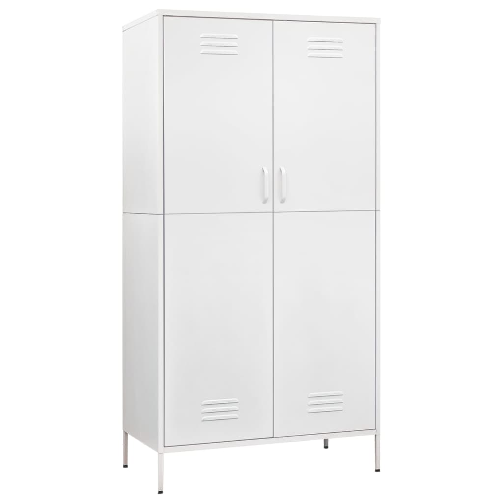 Kledingkast 90x50x180 cm staal wit is nu te koop bij PeponiXL, paradijselijk wonen!