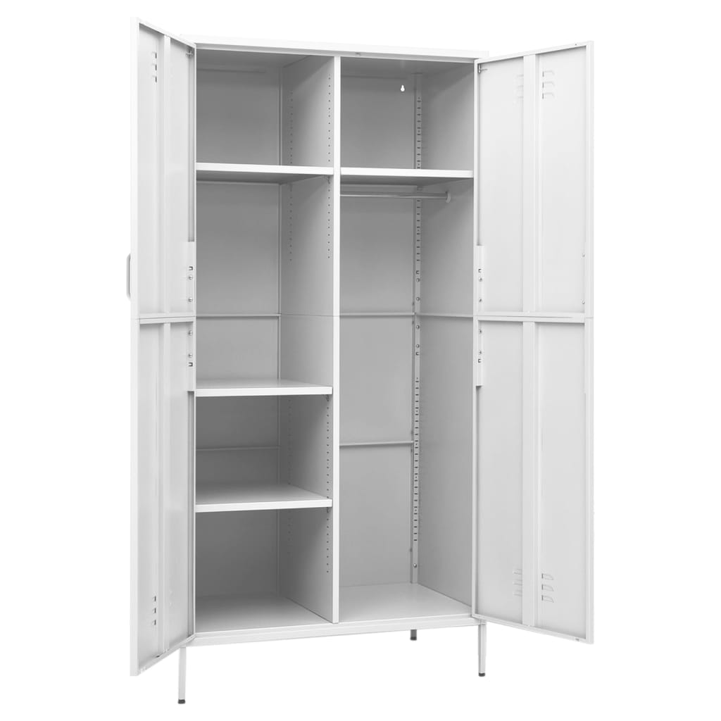 Kledingkast 90x50x180 cm staal wit is nu te koop bij PeponiXL, paradijselijk wonen!