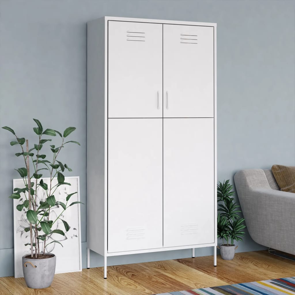 Kledingkast 90x50x180 cm staal wit is nu te koop bij PeponiXL, paradijselijk wonen!