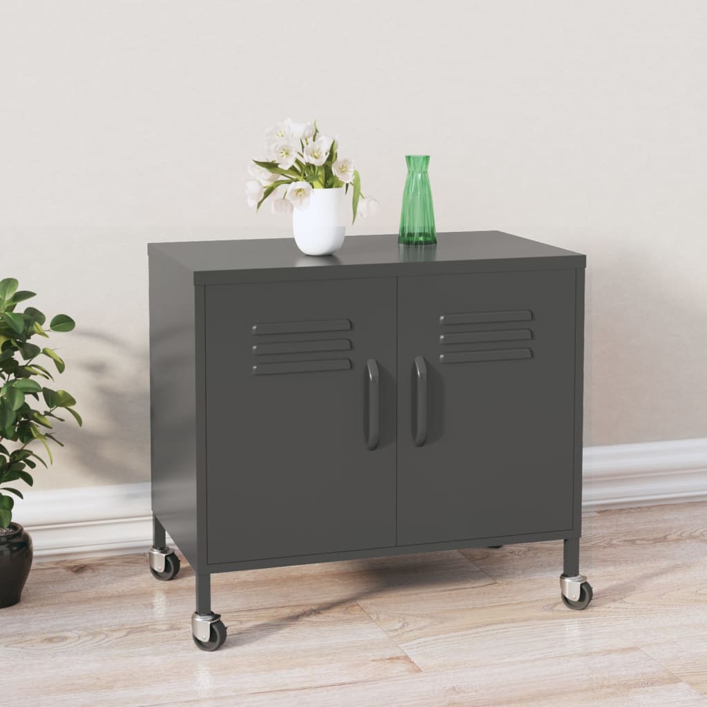 Opbergkast 60x35x56 cm staal antracietkleurig is nu te koop bij PeponiXL, paradijselijk wonen!