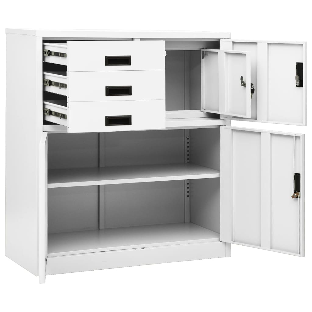 Kantoorkast 90x40x102 cm staal wit is nu te koop bij PeponiXL, paradijselijk wonen!