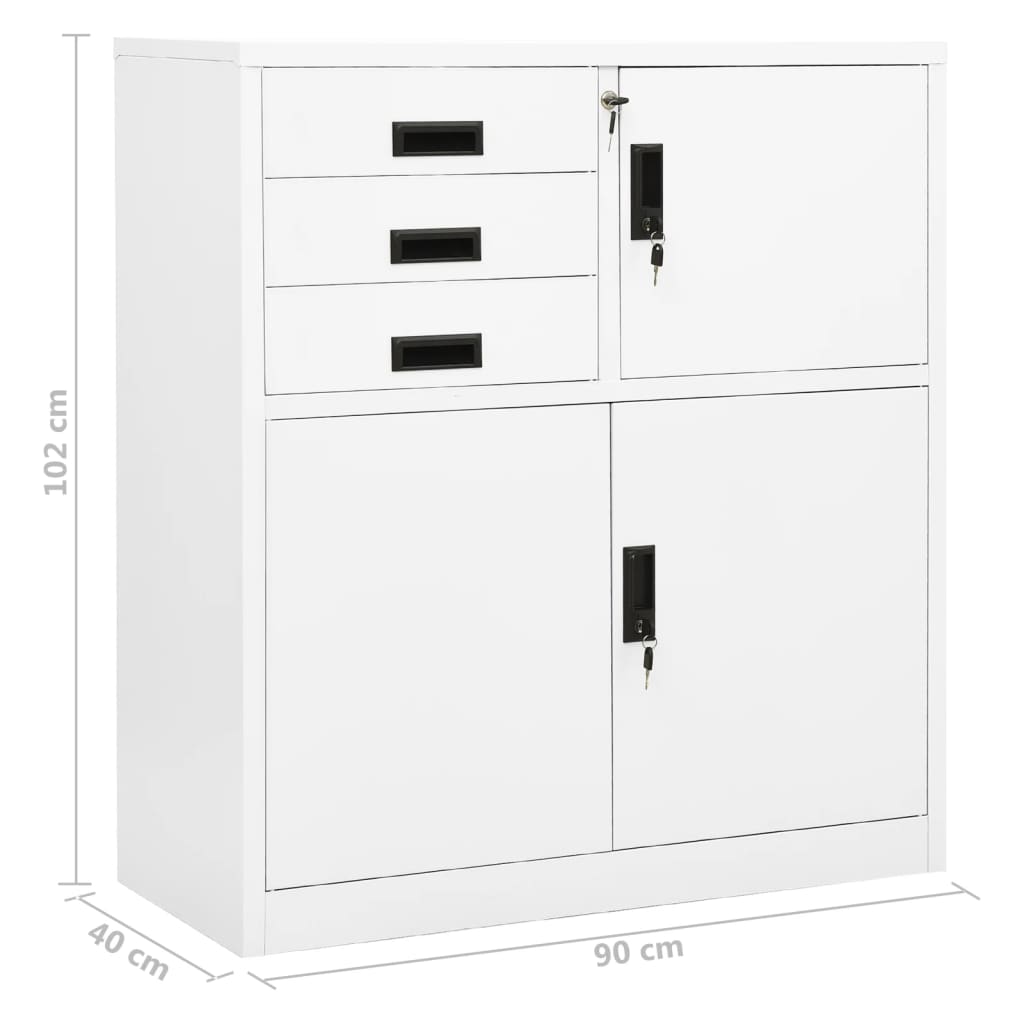 Kantoorkast 90x40x102 cm staal wit is nu te koop bij PeponiXL, paradijselijk wonen!