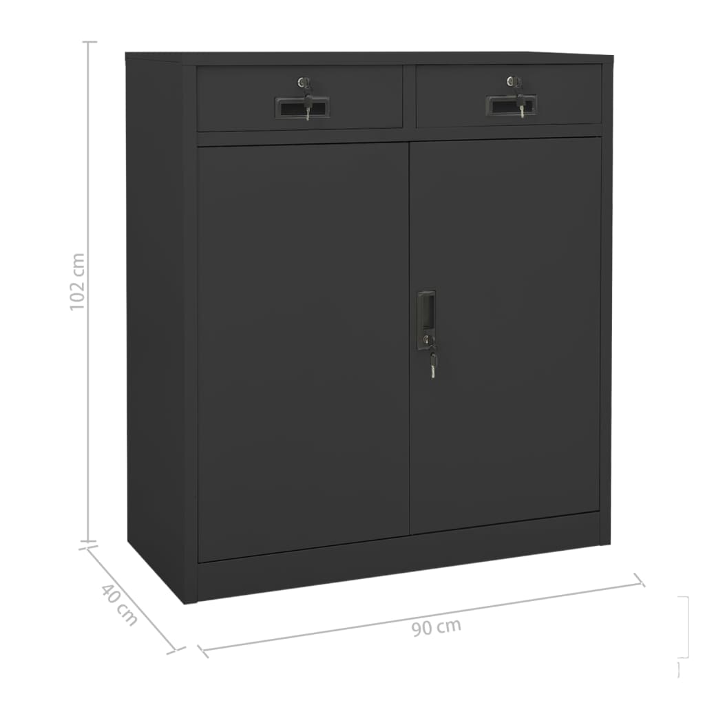 Kantoorkast 90x40x102 cm staal antracietkleurig is nu te koop bij PeponiXL, paradijselijk wonen!