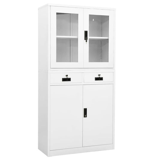 Kantoorkast 90x40x180 cm staal en gehard glas wit is nu te koop bij PeponiXL, paradijselijk wonen!
