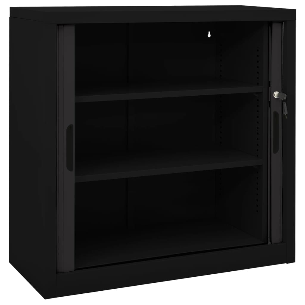 Roldeurkast 90x40x90 cm staal zwart is nu te koop bij PeponiXL, paradijselijk wonen!