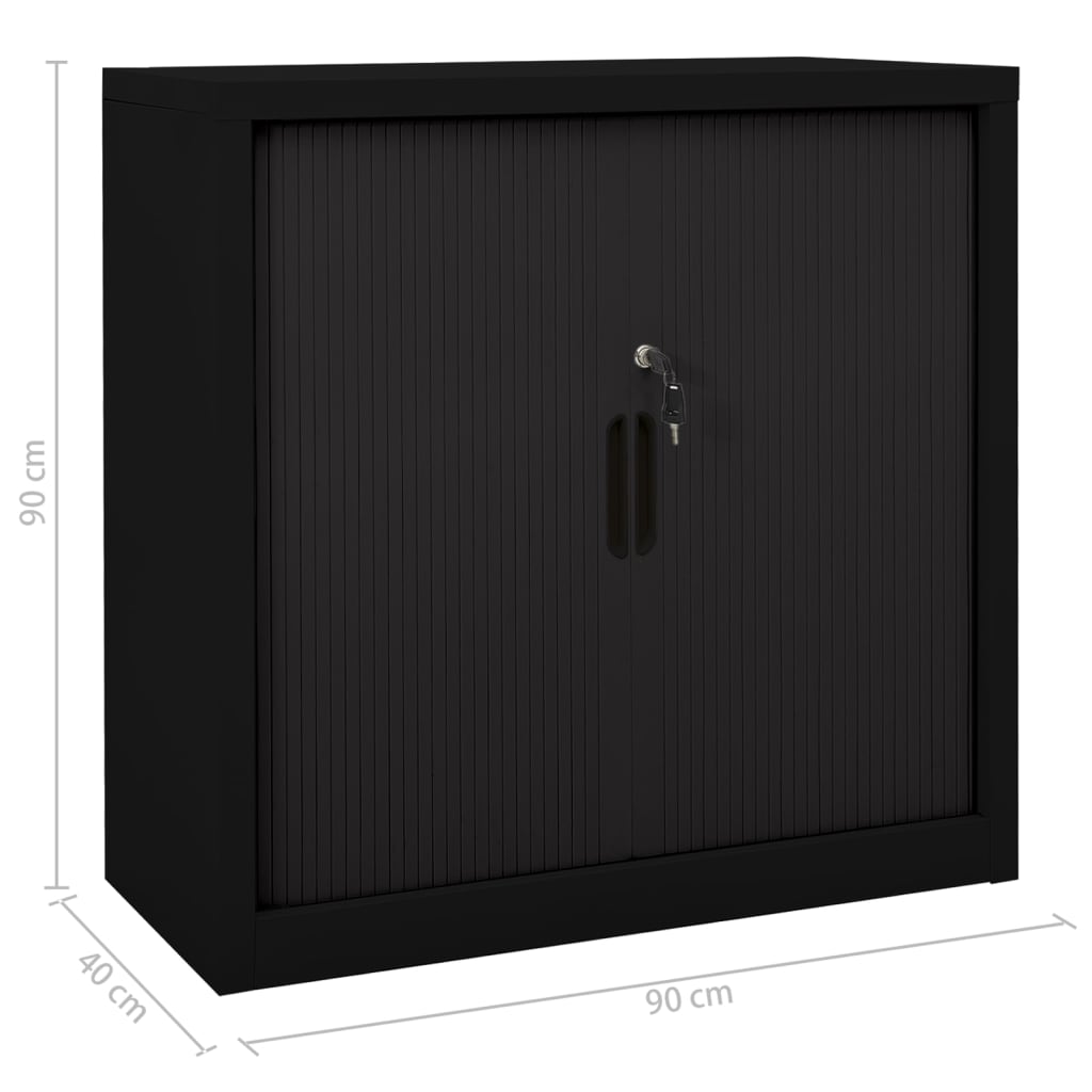 Roldeurkast 90x40x90 cm staal zwart is nu te koop bij PeponiXL, paradijselijk wonen!