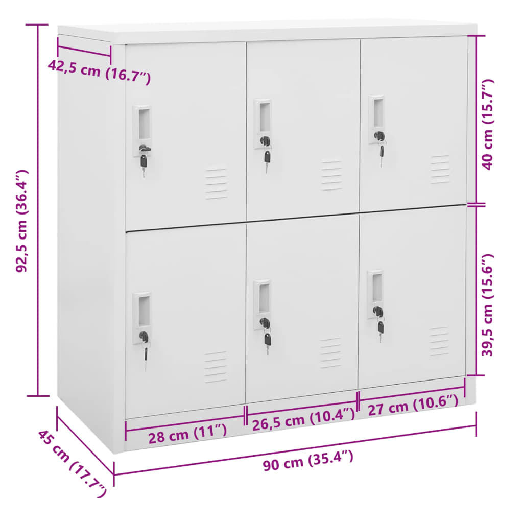 Lockerkast 90x45x92,5 cm staal lichtgrijs is nu te koop bij PeponiXL, paradijselijk wonen!