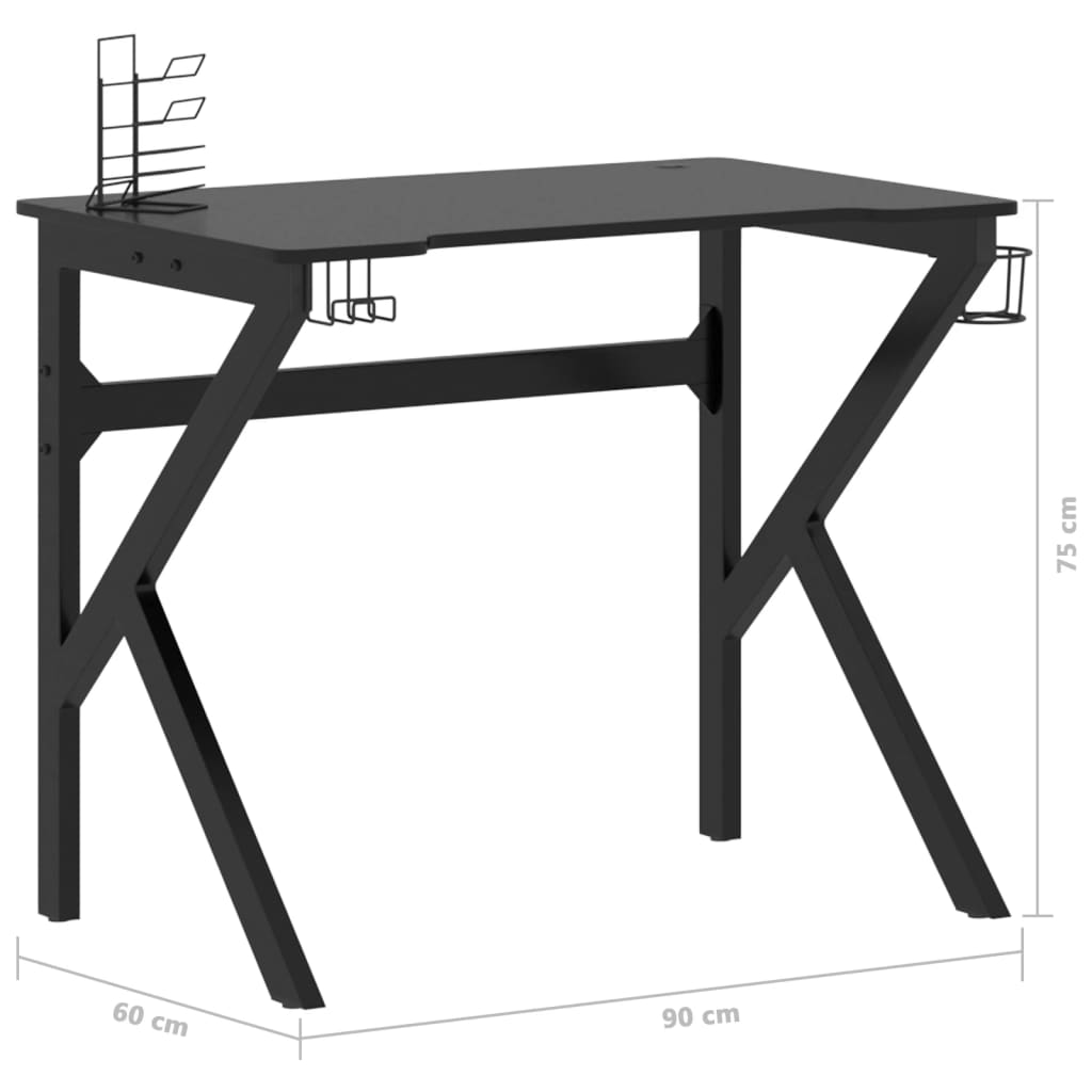 Gamingbureau met K-vormige poten 90x60x75 cm zwart is nu te koop bij PeponiXL, paradijselijk wonen!