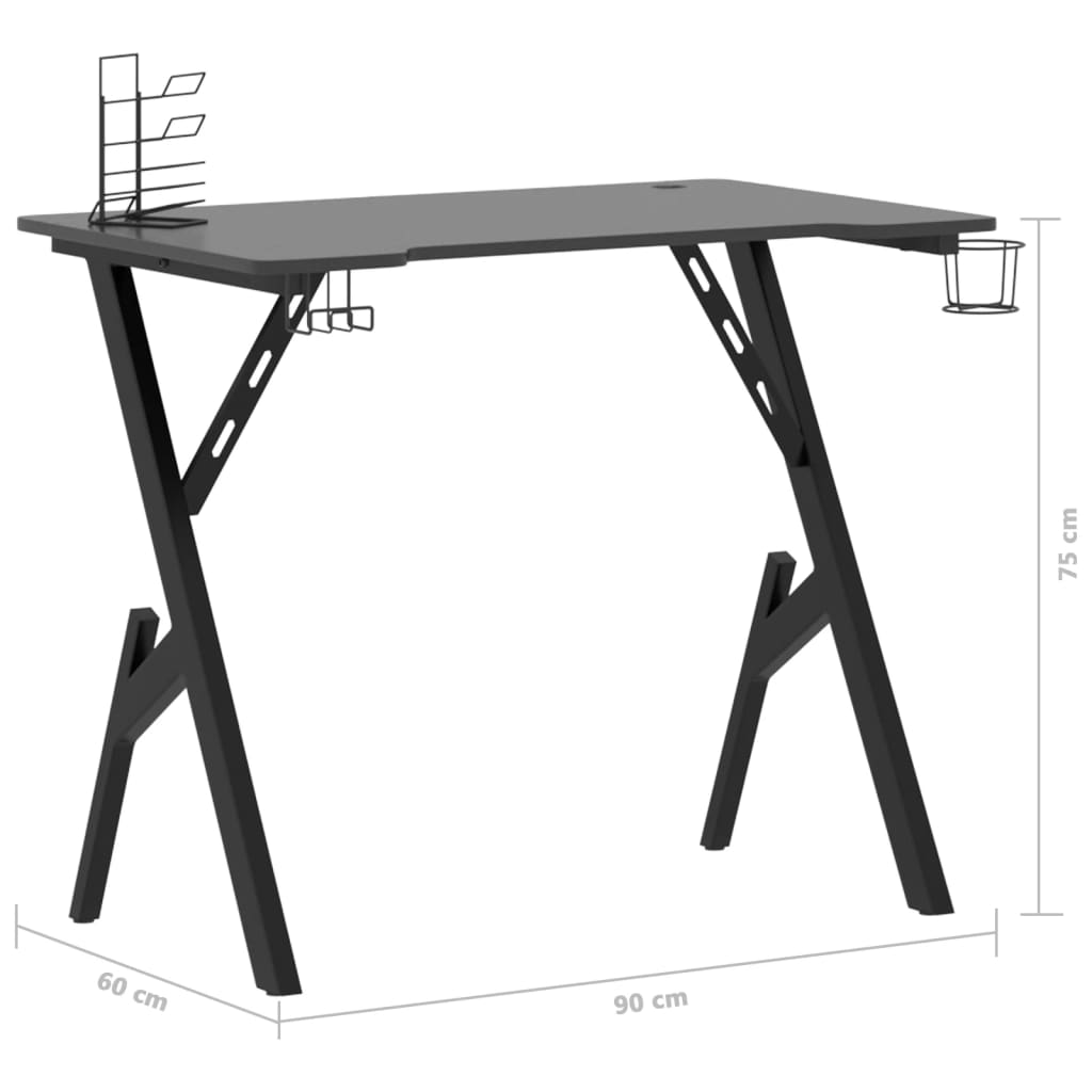 Gamingbureau met Y-vormige poten 90x60x75 cm zwart is nu te koop bij PeponiXL, paradijselijk wonen!