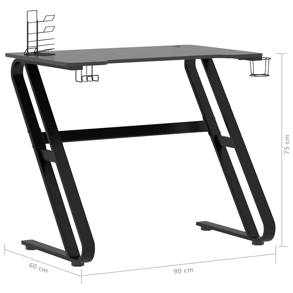 Gamingbureau met ZZ-vormige poten 90x60x75 cm zwart is nu te koop bij PeponiXL, paradijselijk wonen!