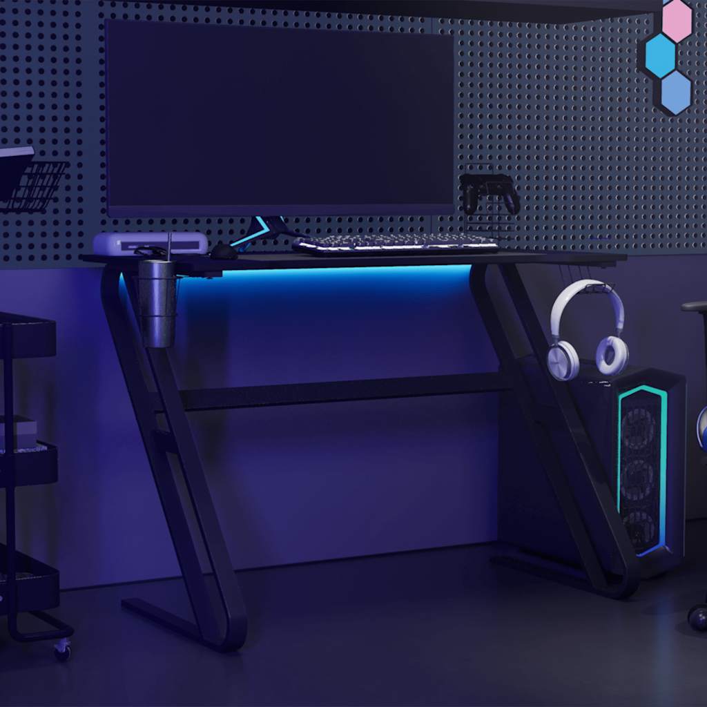 Gamingbureau met ZZ-vormige poten 110x60x75 cm zwart is nu te koop bij PeponiXL, paradijselijk wonen!