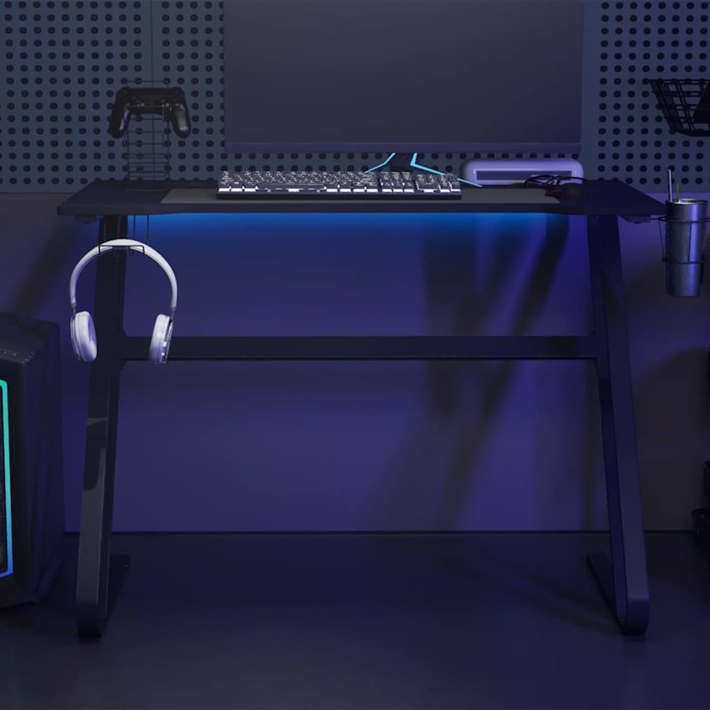 Gamingbureau met ZZ-vormige poten 110x60x75 cm zwart is nu te koop bij PeponiXL, paradijselijk wonen!