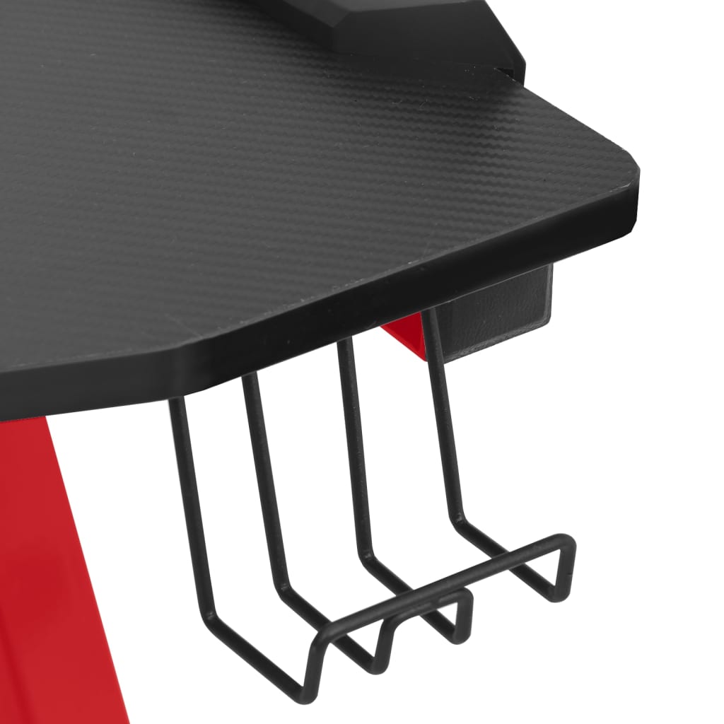 Gamingbureau met Y-vormige poten LED 110x60x75 cm zwart en rood is nu te koop bij PeponiXL, paradijselijk wonen!