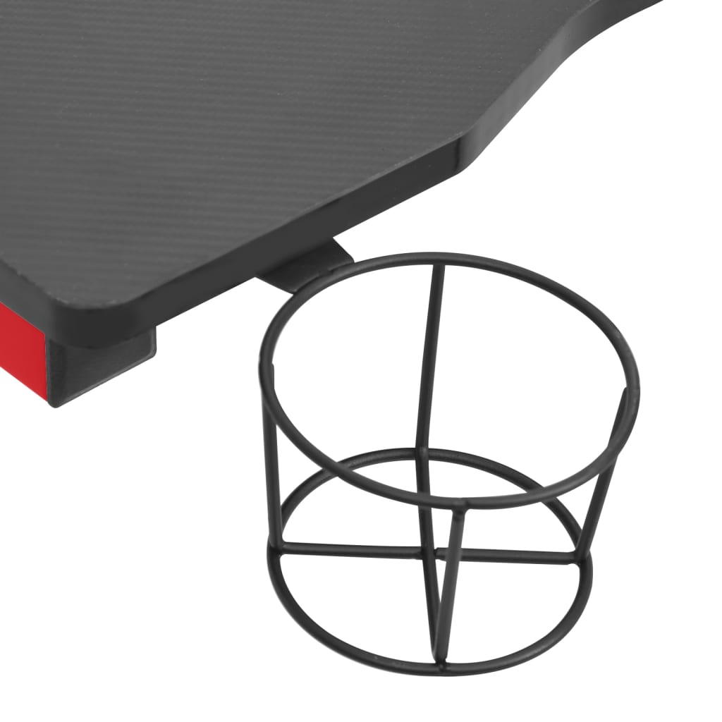 Gamingbureau met Y-vormige poten LED 110x60x75 cm zwart en rood is nu te koop bij PeponiXL, paradijselijk wonen!