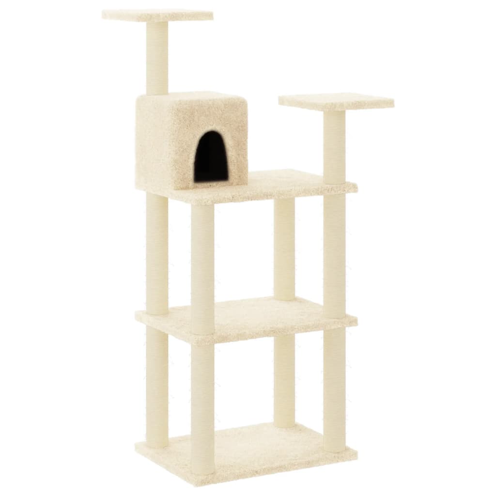 Kattenkrabpaal met sisal krabpalen 118,5 cm crèmekleurig is nu te koop bij PeponiXL, paradijselijk wonen!
