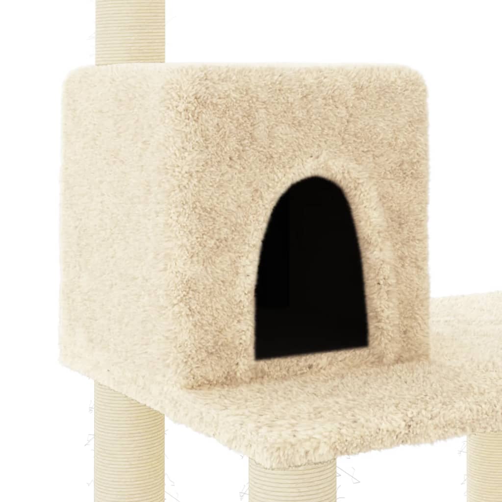 Kattenkrabpaal met sisal krabpalen 118,5 cm crèmekleurig is nu te koop bij PeponiXL, paradijselijk wonen!