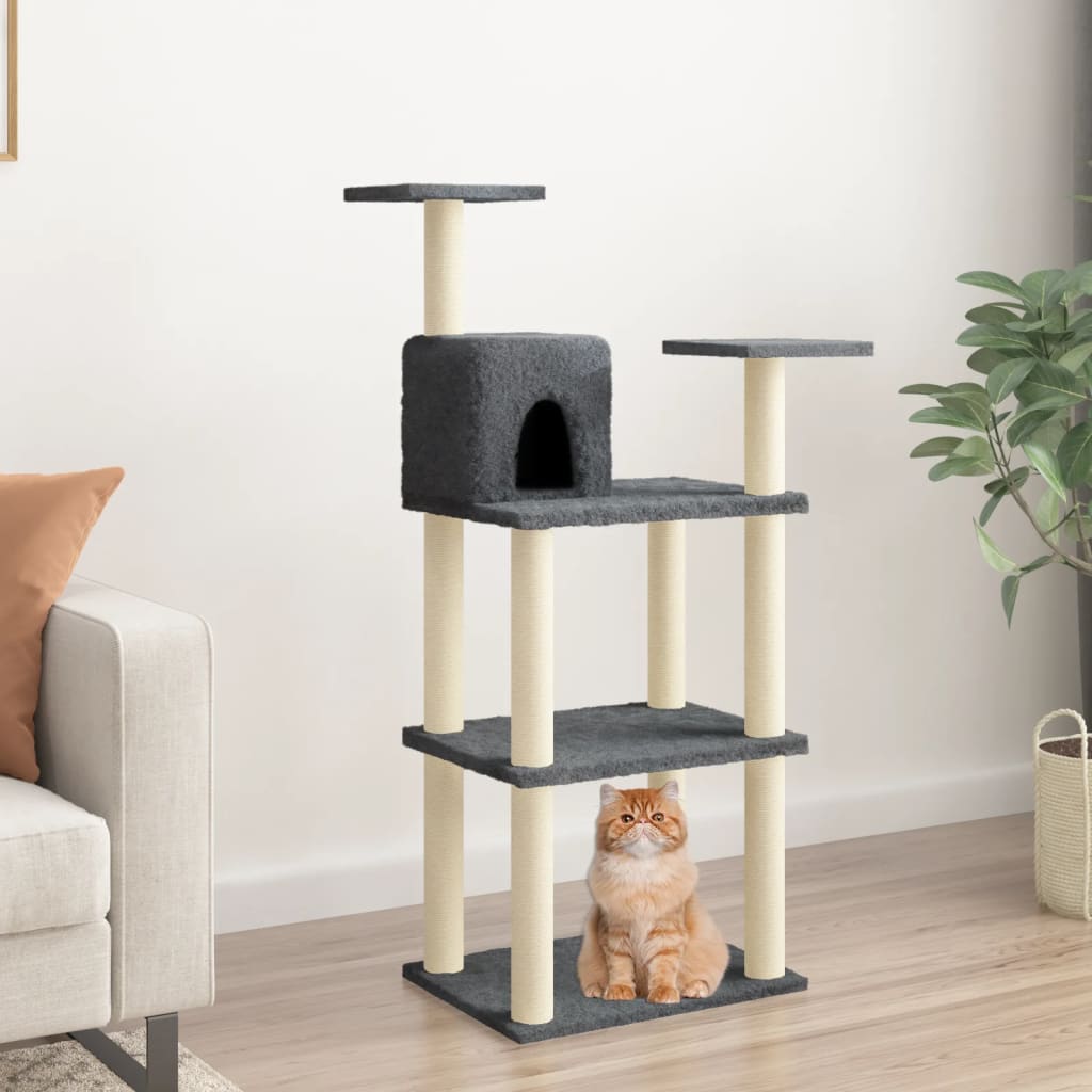 Kattenkrabpaal met sisal krabpalen 118,5 cm donkergrijs is nu te koop bij PeponiXL, paradijselijk wonen!