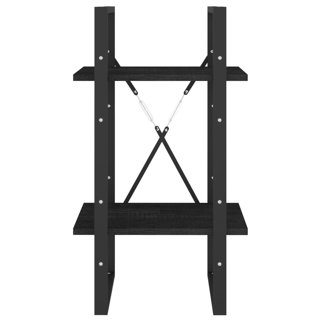 Boekenkast met 2 schappen 40x30x70 cm massief grenenhout zwart is nu te koop bij PeponiXL, paradijselijk wonen!