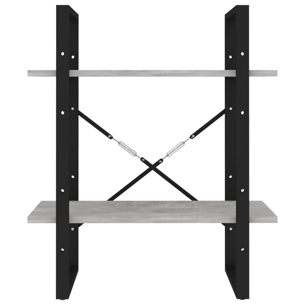 Boekenkast met 2 schappen 60x30x70 cm bewerkt hout betongrijs is nu te koop bij PeponiXL, paradijselijk wonen!