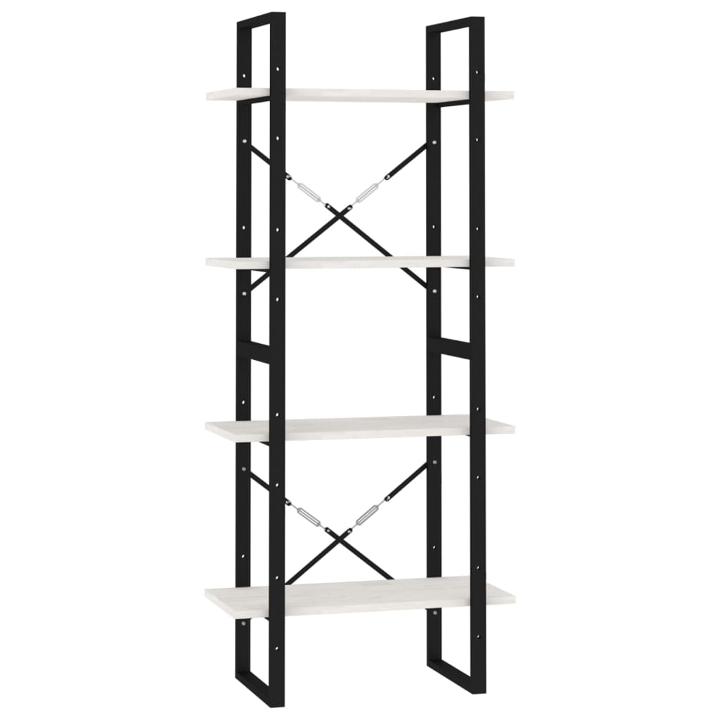 Boekenkast met 4 schappen 60x30x140 cm massief grenenhout wit is nu te koop bij PeponiXL, paradijselijk wonen!