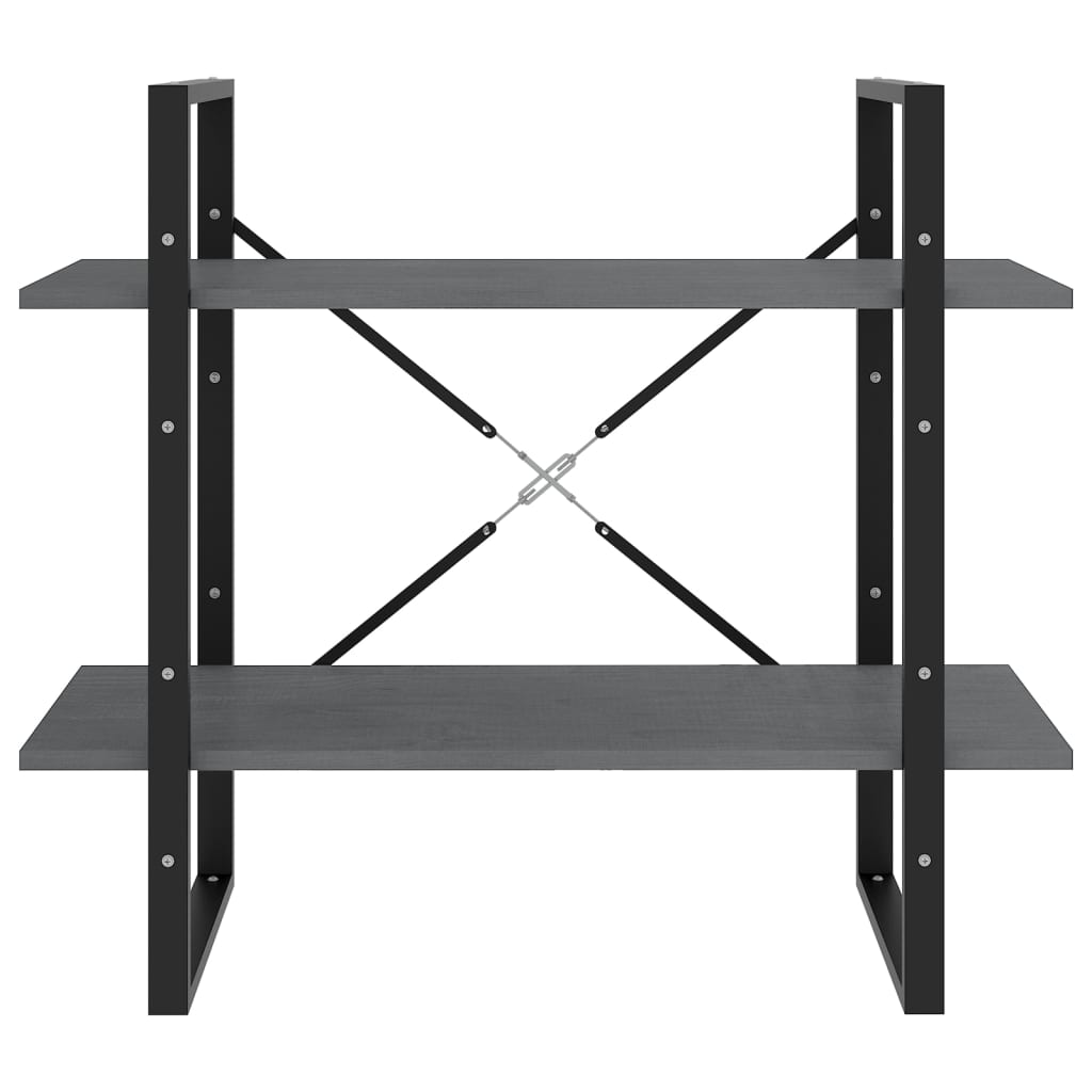 Boekenkast met 2 schappen 80x30x70 cm massief grenenhout grijs is nu te koop bij PeponiXL, paradijselijk wonen!