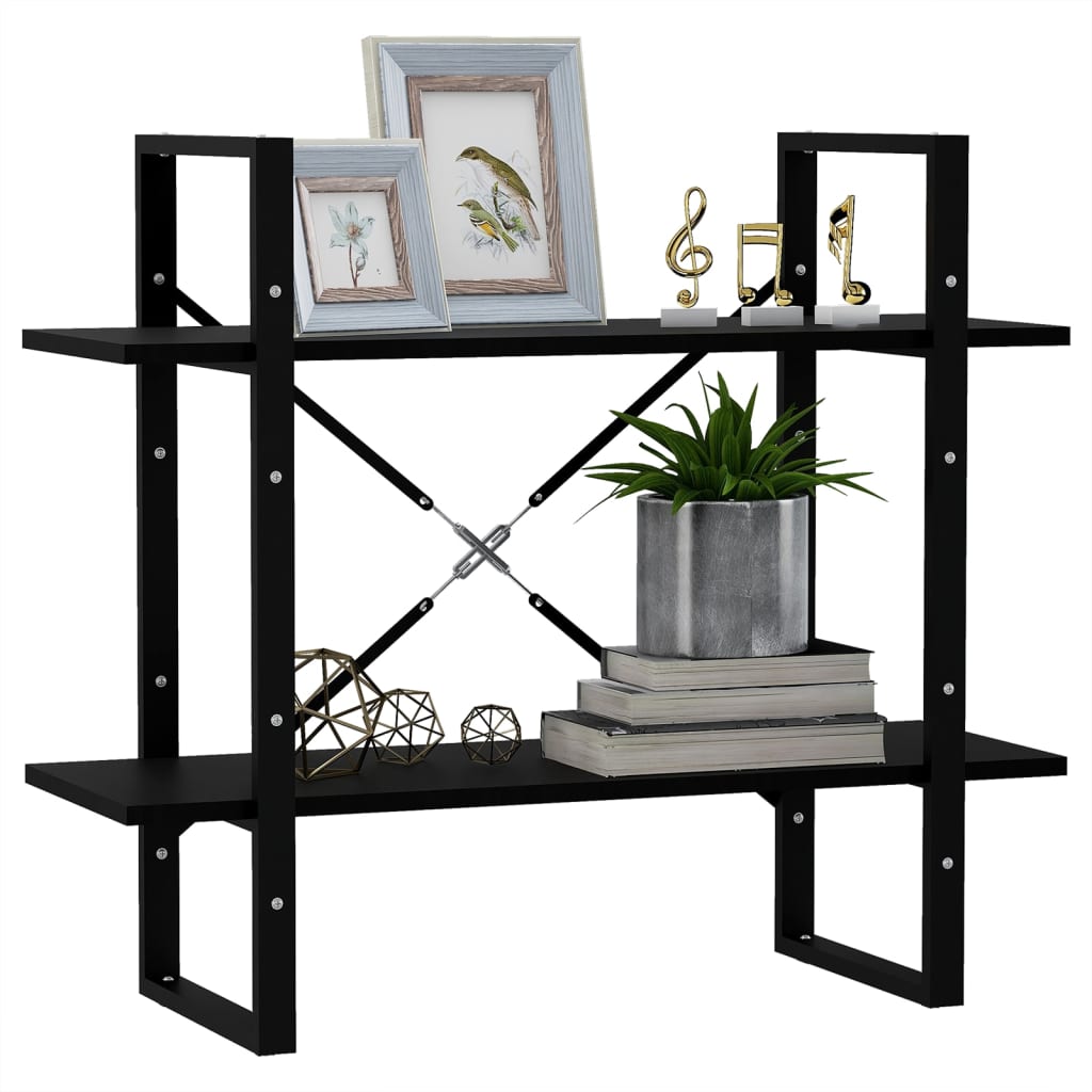 Boekenkast met 2 schappen 80x30x70 cm massief grenenhout zwart is nu te koop bij PeponiXL, paradijselijk wonen!