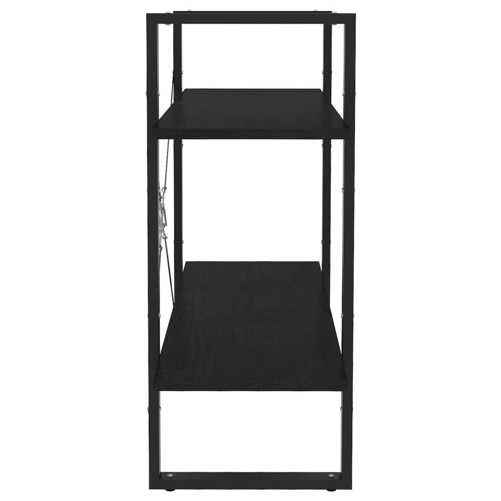 Boekenkast met 2 schappen 80x30x70 cm massief grenenhout zwart is nu te koop bij PeponiXL, paradijselijk wonen!