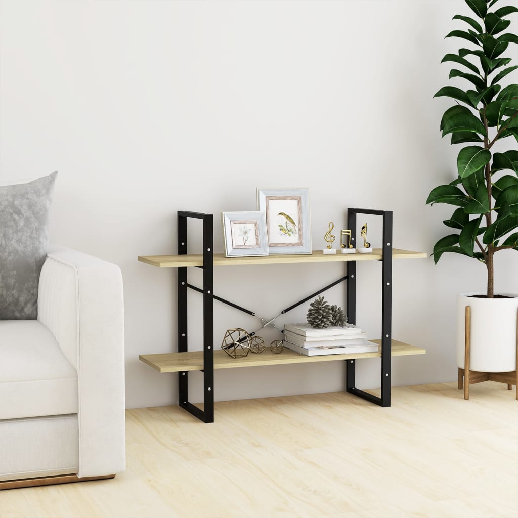 Boekenkast met 2 schappen 100x30x70 cm spaanplaat sonoma eiken is nu te koop bij PeponiXL, paradijselijk wonen!