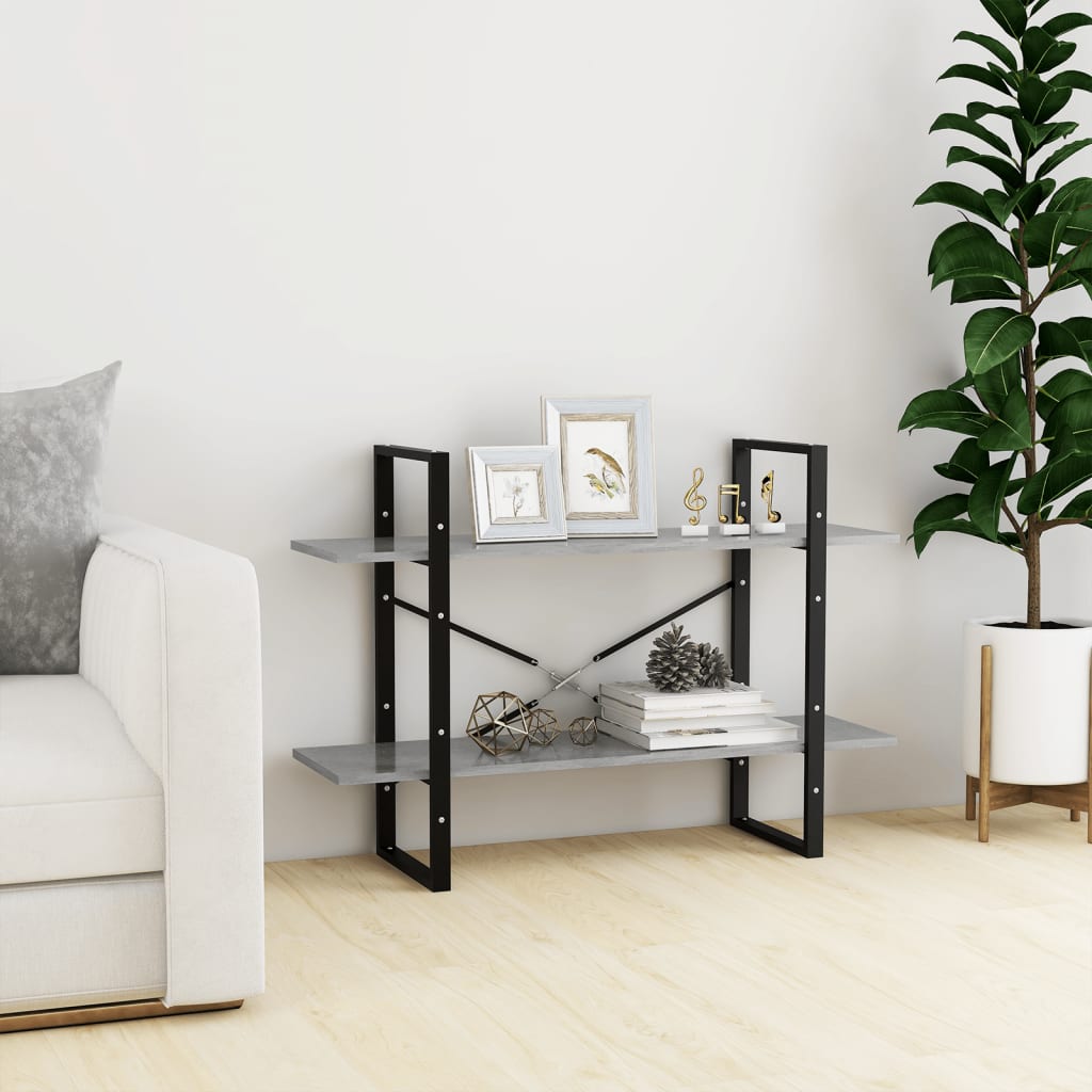 Boekenkast met 2 schappen 100x30x70 cm spaanplaat betongrijs is nu te koop bij PeponiXL, paradijselijk wonen!