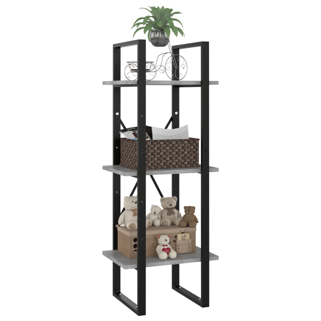 Boekenkast met 3 schappen 40x30x105 cm bewerkt hout betongrijs is nu te koop bij PeponiXL, paradijselijk wonen!